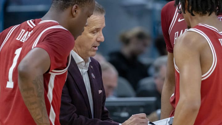 Arkansas Razorbacks coach John Calipari drawing a play in the Sweet 16 against the Texas Tech Red Raiders in Chase Arena in San Francisco.