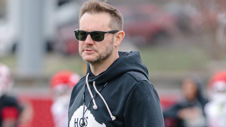 Arkansas Razorbacks coach Ryan Silverfield at spring practice. Arkansas Razorbacks coach Ryan Silverfield at spring practice.