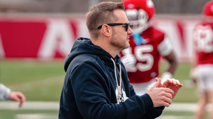 Arkansas Razorbacks coach Ryan Silverfield at spring practice.