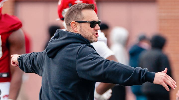 Arkansas Razorbacks coach Ryan Silverfield at spring practice. Arkansas Razorbacks coach Ryan Silverfield at spring practice.