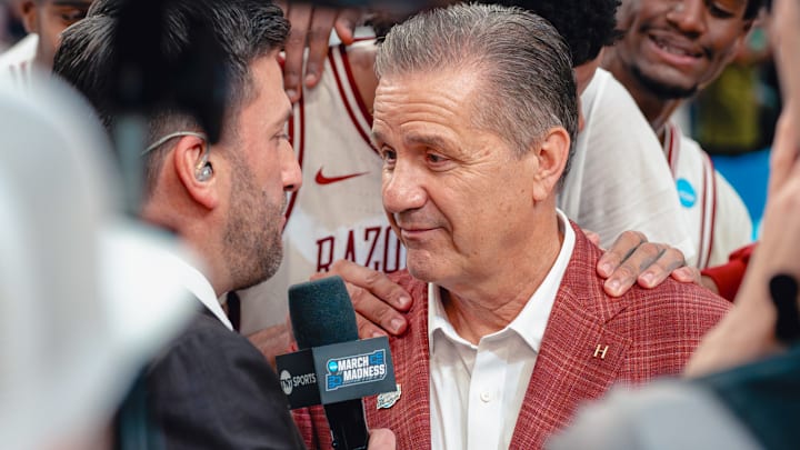 Arkansas Razorbacks coach John Calipari against Hawaii in NCAA Tournament.