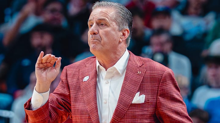 Arkansas Razorbacks coach John Calipari against Hawaii in NCAA Tournament.