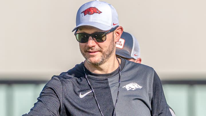 Arkansas Razorbacks coach Ryan Silverfield during spring practices. Arkansas Razorbacks coach Ryan Silverfield during spring practices.