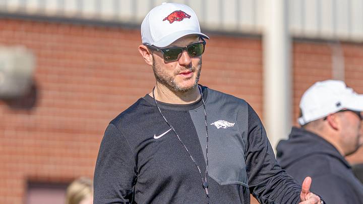 Arkansas Razorbacks coach Ryan Silverfield during spring practices. Arkansas Razorbacks coach Ryan Silverfield during spring practices.