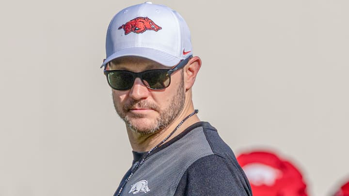 Arkansas Razorbacks coach Ryan Silverfield during spring practices. Arkansas Razorbacks coach Ryan Silverfield during spring practices.