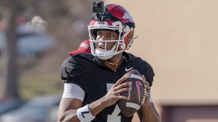 Arkansas Razorbacks quarterback KJ Jackson during spring practices.