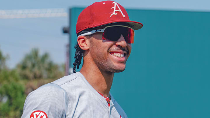 TJ Pompey is having fun in South Carolina as he's homered and doubled to help the Razorbacks win the first two games of the SEC series. He scored the winning run Saturday in the 10th inning.