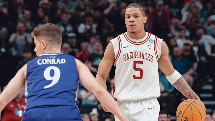 Arkansas Razorbacks Billy Richmond against High Point in the NCAA Tournament.