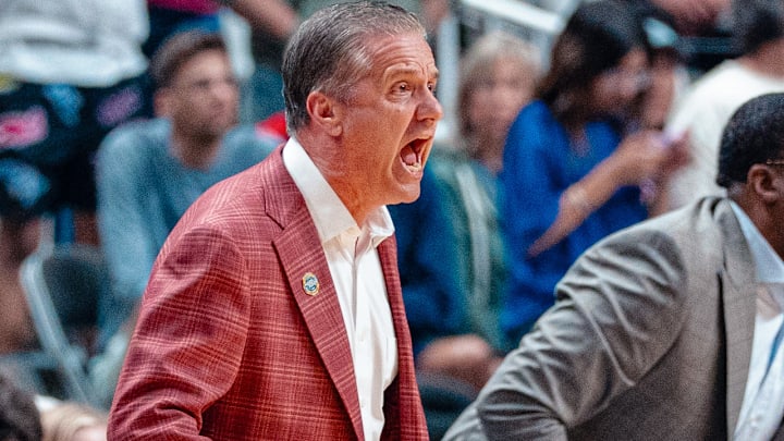 Arkansas Razorbacks' coach John Calipari against the Arizona Wildcats in the Sweet 16 of the NCAA Tournament in San Jose, Calif.