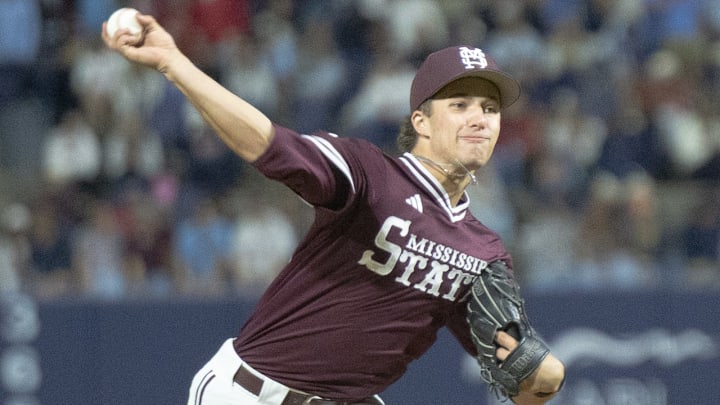 Mississippi State pitcher Jack Gleason against Ole Miss. Mississippi State pitcher Jack Gleason against Ole Miss.