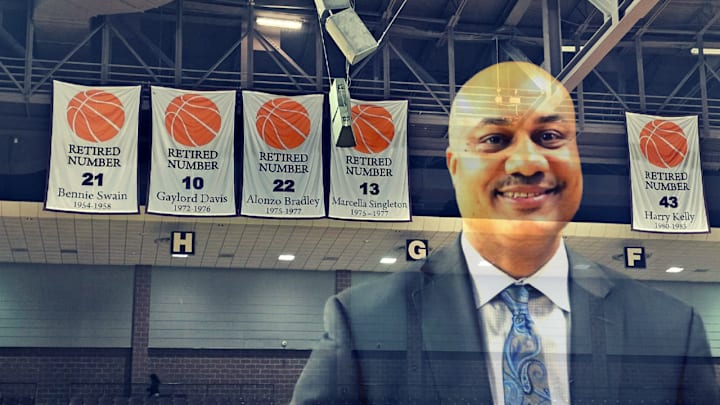 Mar. 5, 2026; H&PE Arena rafters are without Dr. Kevin Granger's retired jersey banner. Photographed at Prairie View A&M vs. Texas Southern basketball game. 