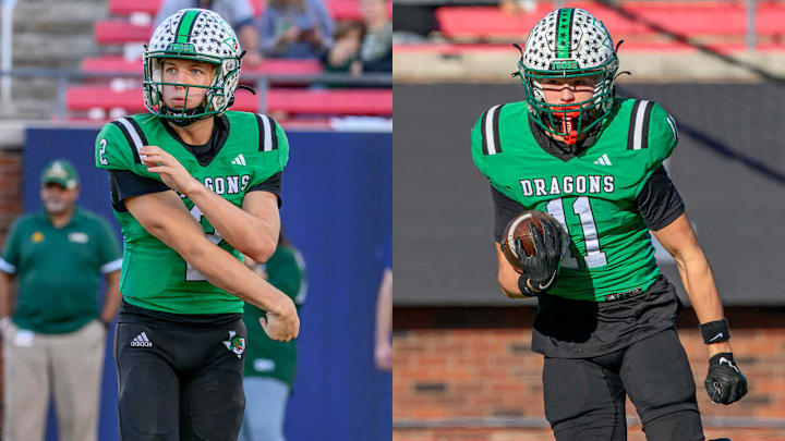 Southlake Carroll quarterback Angelo Renda (left) and wide receiver Brock Boyd each signed with Power 4 programs on Wednesday.