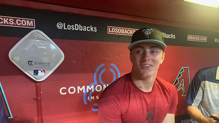 Slade Caldwell talks with the media shortly after signing with the Diamondbacks Slade Caldwell talks with the media shortly after signing with the Diamondbacks