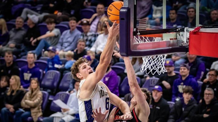 Hannes Steinbach goes after a rebound for the Huskies.