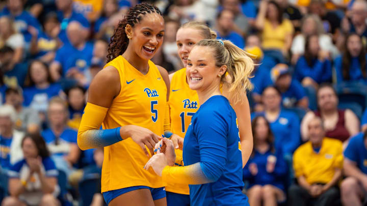 No. 5 Pitt Volleyball Celebrates a Point in their four-set win over Georgia Tech at Fitzgerald Field House on Oct. 5, 2025 No. 5 Pitt Volleyball Celebrates a Point in their four-set win over Georgia Tech at Fitzgerald Field House on Oct. 5, 2025