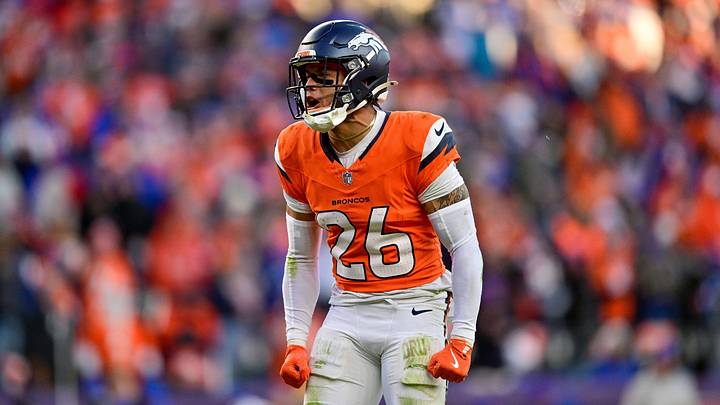 DENVER, CO - JANUARY 17: Denver Broncos safety Devon Key (26) celebrates after covering a kickoff return in the second half against the Buffalo Bills in the AFC Divisional Round game at Empower Field at Mile High on January 17, 2026 in Denver, Colorado. DENVER, CO - JANUARY 17: Denver Broncos safety Devon Key (26) celebrates after covering a kickoff return in the second half against the Buffalo Bills in the AFC Divisional Round game at Empower Field at Mile High on January 17, 2026 in Denver, Colorado.