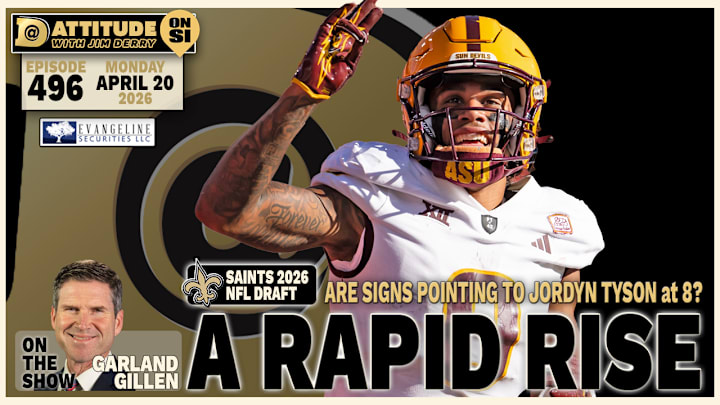 Monday's Dattitude with Jim Derry Podcast focuses on Jordyn Tyson's rise up the NFL Draft boards.