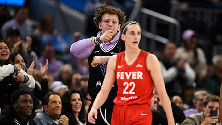 Brandin Podziemski taunts Caitlin Clark during a Valkyries win over the Fever. 