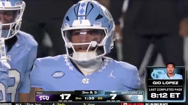 Gio Lopez went a long time without a completion in UNC’s game against TCU.