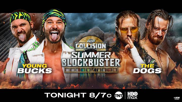 Young Bucks took on The Dogs on AEW Collision: Summer Blockbuster Young Bucks took on The Dogs on AEW Collision: Summer Blockbuster