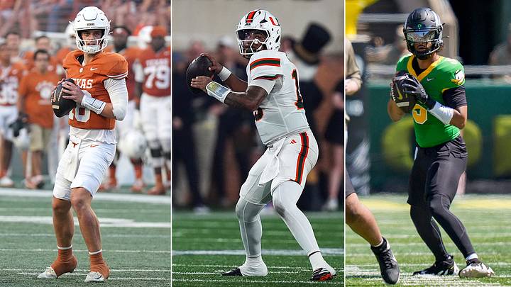 Texas's Arch Manning, Miami's Darian Mensah and Oregon's Dante Moore are three of the top quarterback prospects for the 2027 NFL draft. Texas's Arch Manning, Miami's Darian Mensah and Oregon's Dante Moore are three of the top quarterback prospects for the 2027 NFL draft.