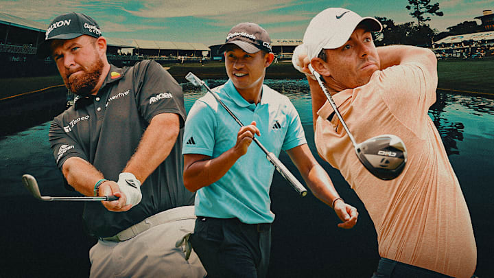 Shane Lowry (left), Collin Morikawa (center) and Rory Mcilroy (right) are among the picks to win the Genesis. 