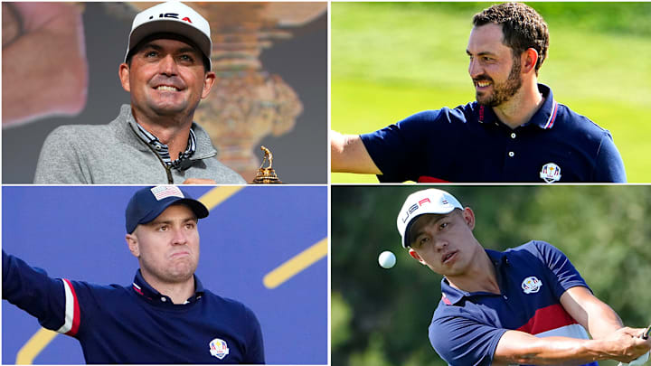 Keegan Bradley ultimately decided to serve only as a captain for a team that now includes Patrick Cantlay (top right), Collin Morikawa and Justin Thomas.