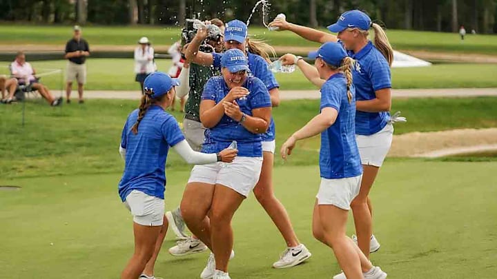 The Kentucky women's team celebrated a win at the Folds of Honor Collegiate this week.