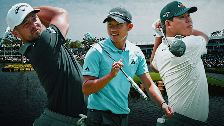 Xander Schauffele (left) Collin Morikawa (center) and Si Woo Kim (right) are among our betting picks for the Players. 