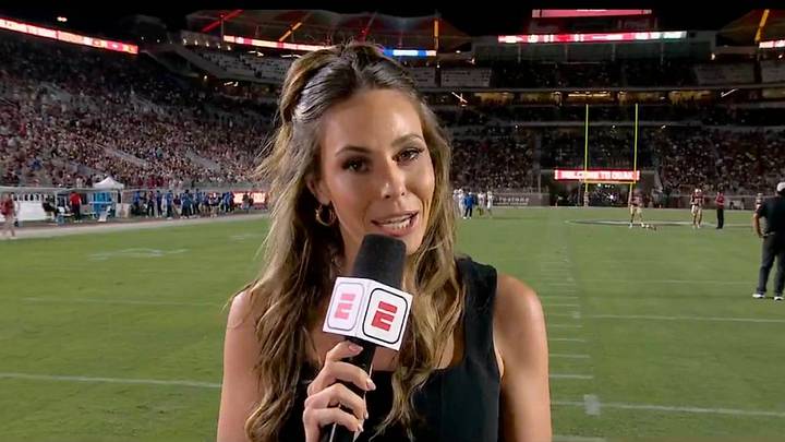 ESPN sideline reporter Taylor McGregor put on a masterclass during the Florida State-SMU game that was delayed due to a power outage.