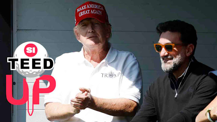 President Donald Trump and Saudi PIF chairman Yasir Al-Rumayyan, pictured during LIV Golf's 2023 event at Trump National Golf Club in Virginia, have met multiple times recently as negotiations continue to unify pro golf.