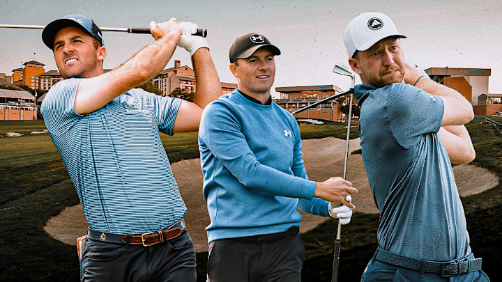 Denny McCarthy (left), Jordan Spieth (center) and Daniel Berger (right) are among the picks to win this week at the Valero Texas Open. 