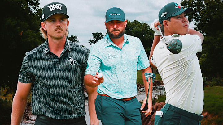 Jake Knapp (left), Stephan Jaeger (center) and Si Woo Kim (right) are among the betting picks to win the Byron Nelson. 