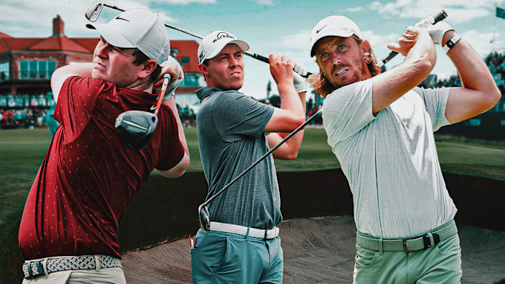 Robert McIntyre (left), Matt Fitzpatrick (center) and Tommy Fleetwood (right) are among the betting picks at the Scottish Open. 