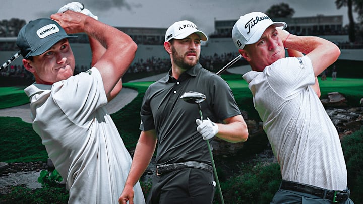 Ludvig Aberg (left), Patrick Cantlay (center) and Justin Thomas (right) are among the betting picks for the BMW Championship. 
