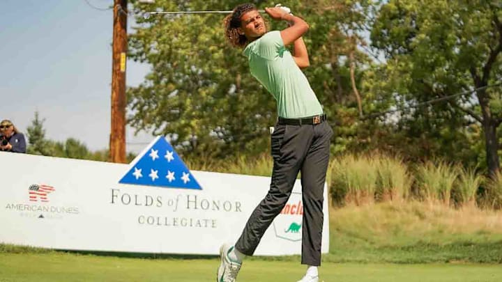 Florida A & M's Sascha Robinson won Folds' Long Drive contest with a drive of more than 350 yards.