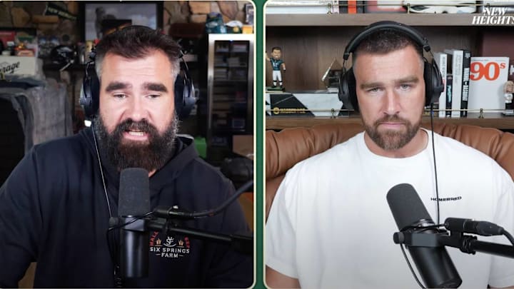 Jason Kelce and Travis Kelce discussed the Eagles' tush push play after Week 2's Chiefs-Eagles game.