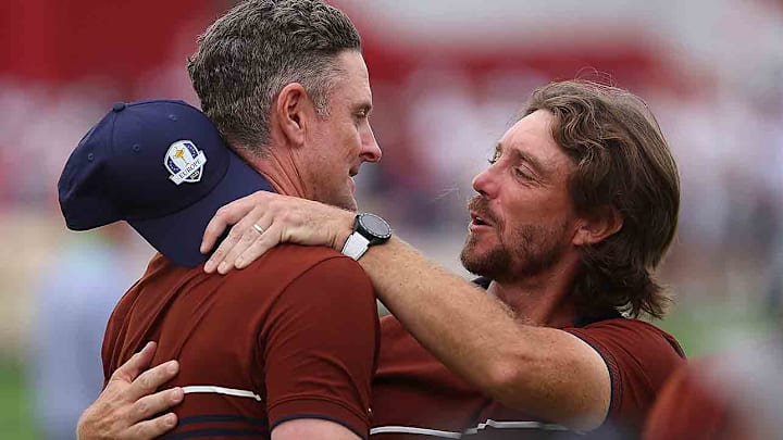 Justin Rose and Tommy Fleetwood beat Scottie Scheffler and Bryson DeChambeau Saturday afternoon. Justin Rose and Tommy Fleetwood beat Scottie Scheffler and Bryson DeChambeau Saturday afternoon.