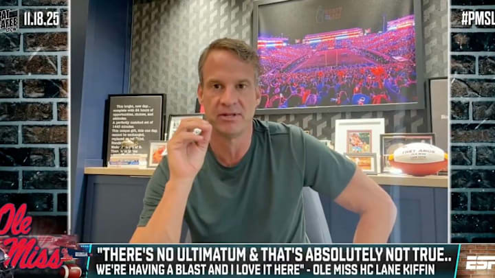 Ole Miss coach Lane Kiffin revealed he was in a group chat with Kirby Smart, Steve Sarkisian and a few other college football coaches where they talk about how to keep their jobs.