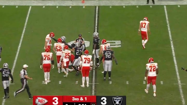 Travis Kelce was seen walking off the field immediately after a Chiefs play in Sunday's season finale loss to the Raiders.