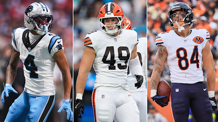 Carolina's Tetairoa McMillan Cleveland's Carson Schwesinger and Chicago's Colston Loveland were three of the top rookies in 2025. Carolina's Tetairoa McMillan Cleveland's Carson Schwesinger and Chicago's Colston Loveland were three of the top rookies in 2025.
