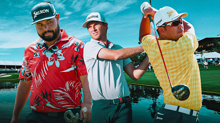 JJ Spaun (left), Will Zalatoris (center), and Hideki Matsuyama (right) are among the top betting picks for this week's PGA Tour event. 