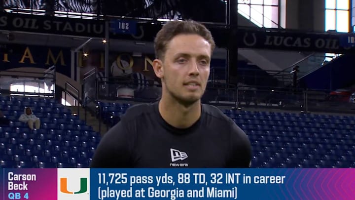 Miami quarterback Carson Beck was booed by Indiana fans at the NFL scouting combine a month after the Hurricanes’ national title game loss.