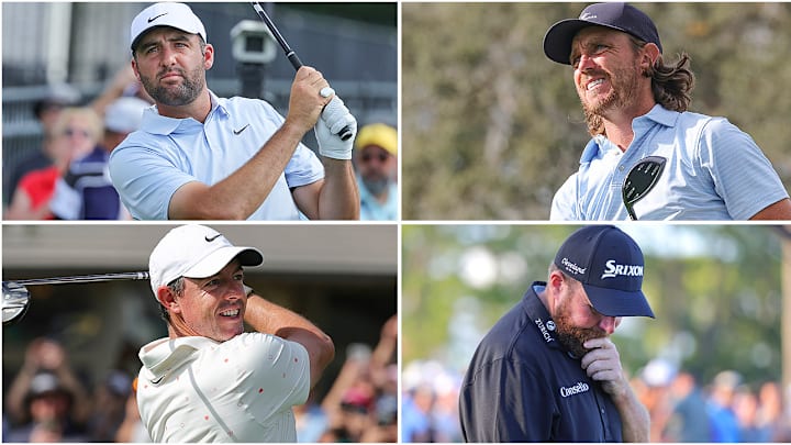 Key players to watch at the Players Championship include (clockwise from top left) Scottie Scheffler, Tommy Fleetwood, Shane Lowry and Rory McIlroy.
