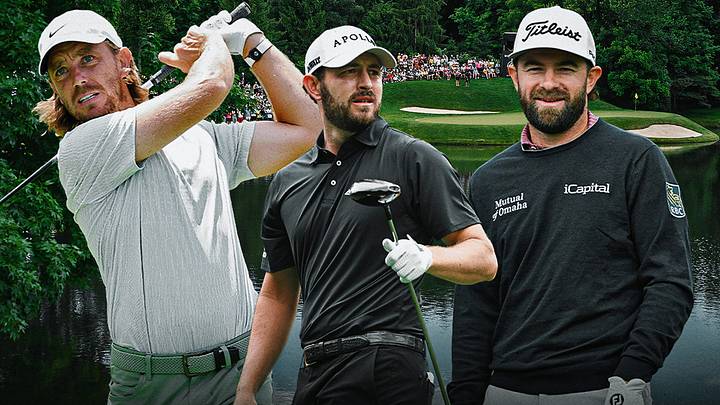 Tommy Fleetwood (left), Patrick Cantlay (center) and Cameron Young (right) are among the betting picks this week. 