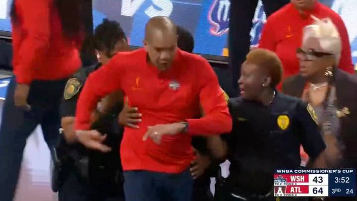 Mystics coach Sydney Johnson was involved in a heated spat with a WNBA ref that led to him being escorted out by police. Mystics coach Sydney Johnson was involved in a heated spat with a WNBA ref that led to him being escorted out by police.