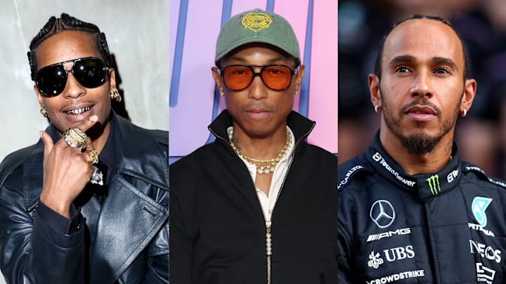 A$AP Rocky, Pharrell Williams and Lewis Hamilton