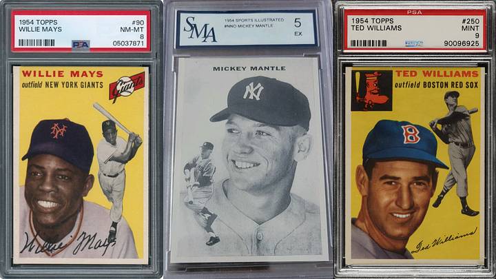 Mickey Mantle never appeared in the 1954 Topps set, but Sports Illustrated gave collectors a glimpse of what his card could have looked like. Mickey Mantle never appeared in the 1954 Topps set, but Sports Illustrated gave collectors a glimpse of what his card could have looked like.
