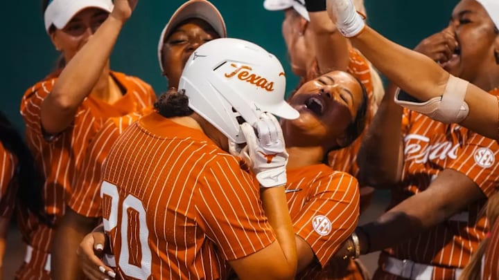 Texas softball's Katie Stewart hit a walk-off home run to beat Oklahoma on Sunday, April 12, 2026.