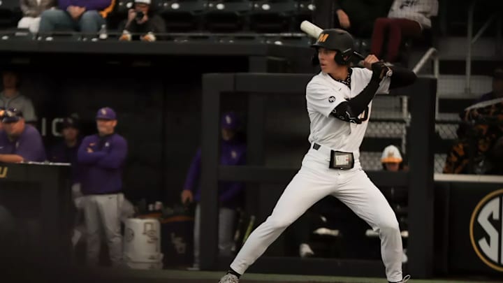 Kaden Peer stands at the plate.